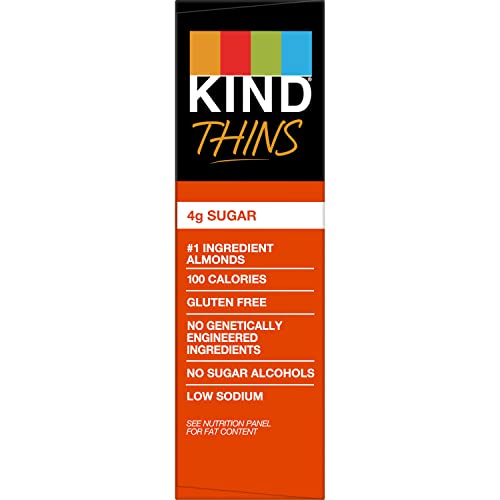 KIND THINS SNACK BARS, PEANUT BUTTER DARK CHOCOLATE, GLUTEN FREE, LOW CALORIE, HEALTHY SNACKS, 4G SUGAR, 10 COUNT