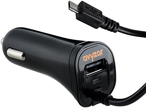 Avyzar Rapid Dual Car Charger with USB &amp; Micro USB - For Samsung Galaxy S6 S5 S4 Note2 Note3 Note4 Note5 - Droid Turbo, Razr Maxx, Moto X, LG G2, HTC ONE - iPhone 4, 4S, 5, 5S, 6, 6S (w/ iPhone cable)