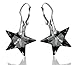 Royal Crystals Sterling Silver Made with Swarovski Crystals Grey Black Star Dangle Leverback Earrings