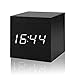 PerryLee Wood Wooden Cube Digital LED Light Desk Travel Mute Alarm Clock USB/AAA Timer Temperature Snooze Voice Sound Control