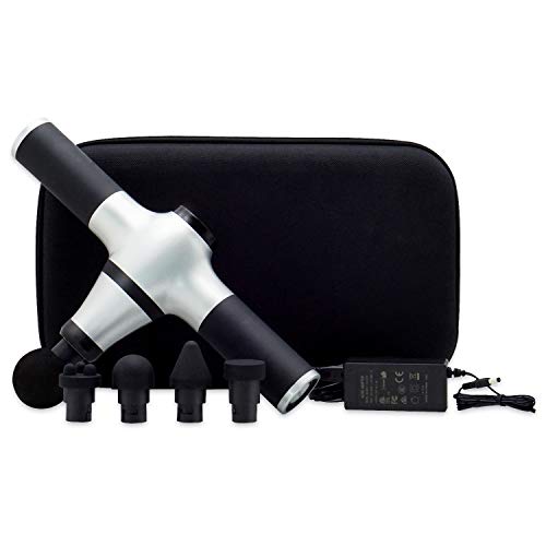Muscle Massage Gun, Powerful Percussion Cordless Deep Tissue Massager Device with 5 Interchangeable Massage Heads and 3 Speed Settings for Muscle Recovery and Pain Relief