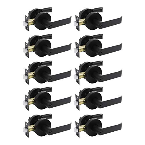 KNOBWELL 4 Pack Front Door Handles With Key And Lock Exterior Black - View #2