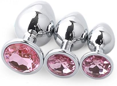 Yarachel 3PCS Stainless Steel Jeweled Sexy Stimulation Toys for Adult (Light Pink)