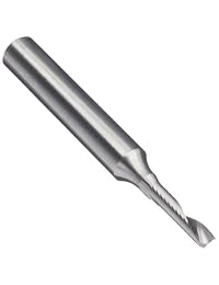 LMT Onsrud 63-610, espiral de corte ascendente de carburo sólido o herramienta para cortar ranuras, pulgada, acabado sin revestir (brillante), hélice de 22 grados, 1 ranura, longitud total: 2.0000 pulgadas, diámetro de corte: 0.1250 pulgadas, diámetro del
