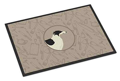 Caroline's Treasures CK2171MAT Borzoi in The Kitchen Doormat 18x27 Front Door M…