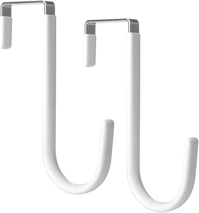 lmytdo Over Door Hooks 2Pcs White Rustproof Anti-Scratch Fits 3.7cm Door