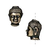 Brass Oxide Finish Pewter Buddha Head Beads 13.5mm (2)