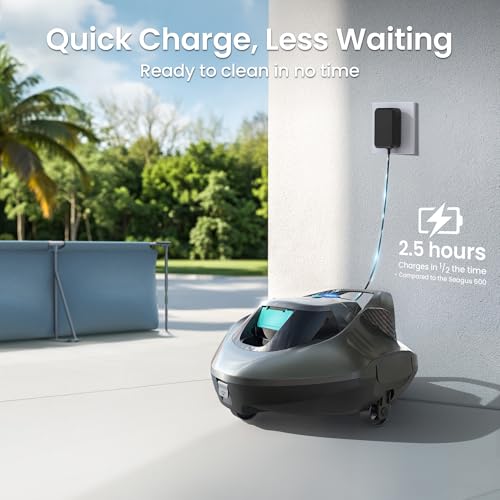 AIPER Seagull SE Cordless Robotic Pool Cleaner, Pool Vacuum Lasts 90 Mins, LED Indicator, Self-Parking, for Flat Above-Ground Pools up to 33 Feet - Gray