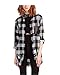 ZANZEA Womens Buffalo Plaid Flannel Shirt Button Down Long Sleeve Tops Collar with Pocket 01 Black 5XL