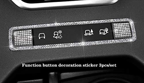 NIUHURU Car Interior Trim Bling Accessories fit for Land Rover Range Rover Evoque 2014-2018 Women Rhinestone Crystal Decals Accessories (silver, Function button decoration sticker 3pcs/set)