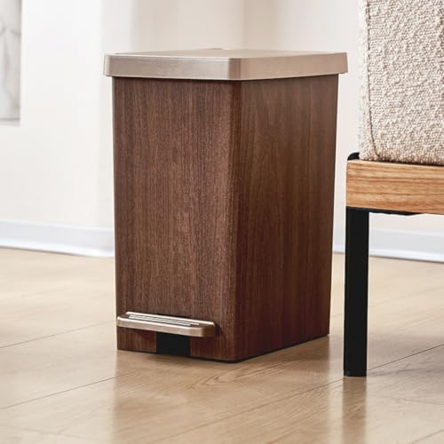 XTECH Wood Grain Garbage Bin, Multifunctional Garbage Bin, Light Luxury Imitation Wood Grain Bedroom Living Room, Garbage Receptacle Bin for Rooms, Kitchens, Home Offices (Square(15L))