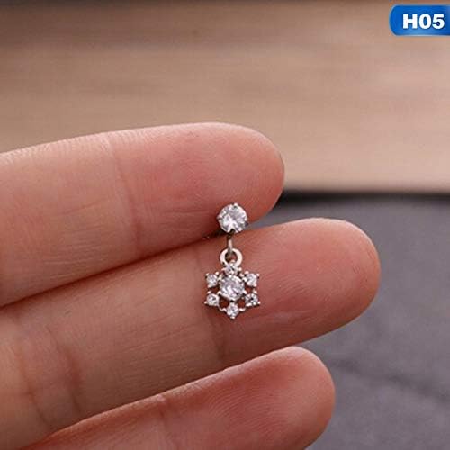 Hot Only 1pcs Flower Star Cross Crown Heart CZ Ear Piercing Jewelry Dangle Tragus Earring Conch Stud Helix Cartilage