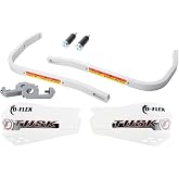 Tusk D‑Flex Handguards &ndash; White Aluminum Bars with White MX-Style Shields &ndash; Universal Fit for 7/8" Handlebars &ndash; Dirt Bike MX Motocross ADV Motorcycle Protection