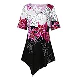 Women Plus Size Clothing, Misaky Short Sleeve Flowers Blouse Shirt Tunic Tops