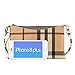 Small Checkered Crossbody Bag for Women Wristlet Clutch with Strap (Beige)