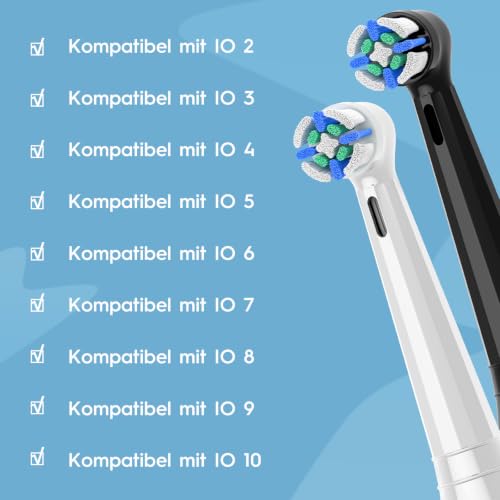 12 IO Brush Heads Compatible with Oral B iO 2 3 4 5 6 7 8 9 10 Electric Toothbrush, Replacement Toothbrushes Compatible with Oral B iO for Teeth Cleaning (Black White)