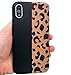 HUIYCUU Case Compatible with iPhone X for iPhone Xs Case, Brown Design Slim Fit Soft TPU Leopard Print Pattern Shockproof Thin Protective Girl Women Floral Bumper Back Cover,Black