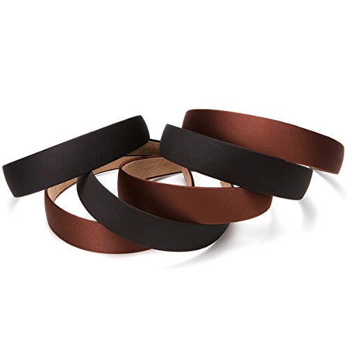 Yishenyishi 6 Hard Headbands, 1 Inch Wide Non-slip Ribbon Hairband for Women (6 PCSBlack+Brown)