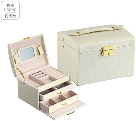 MHSTYJT Three-Layer Crocodile Pattern Pu Leather Jewelry Box