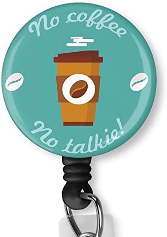 FVXRET No Coffee No Talkie with Alligator Clip Nurse Badge ID Card Name Tag Custom Badge Holder Nurse Decorative Badge Reel Clip on Card Holders Badge Clip