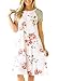 LOSRLY Women Floral Striped Short Sleeve Crewneck T-Shirt Dress Tunic Midi Dress