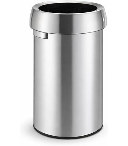 Produktbild von Umbra Vento Mülleimer 16,5 Gallonen / 62,5 Liter – Offenes Deckeldesign, Kunststoff, Grau/stahl, Für Innen, Außen Und Gewerbe