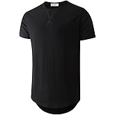 KLIEGOU Mens 100 Cotton Hipster Hip Hop Longline Crewneck T-Shirt Pre - Shrunk S-4XL