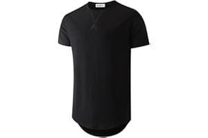KLIEGOU Mens 100 Cotton Hipster Hip Hop Longline Crewneck T-Shirt Pre - Shrunk S-4XL