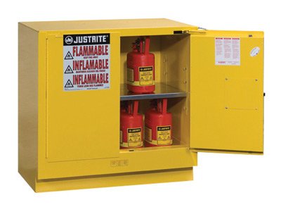 Justrite 892320 Sure-Grip EX 35" x35" x 22" (LXWXH), 1 Shelf, 2 Door, Undercounter Cabinets, Self-Close Safety Cabinets For Flammable Materials