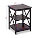 Giantex 3-Tier Nightstand, Modern X-Design Side Table with Storage Shelf, Bedside Tables with Versatile Shelf, Wooden End Table for Living Room, Bedroom, Easy Assembly, Espresso
