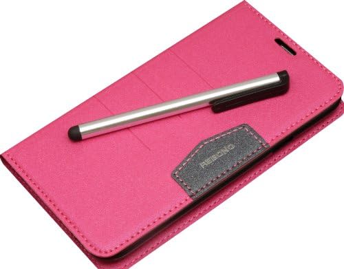 Rebono Premium Leather Protective Wallet Flip Case With Stand For Samsung Galaxy S5 With Card / Money Slot. Free Stylus Pen Gift Included (Color: Sweet Pink)