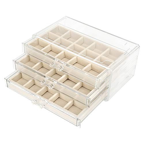 FEISCON Acrylic Jewelry Organizer Makeup Cosmetic Storage Organizer box Clear Jewelry Case with