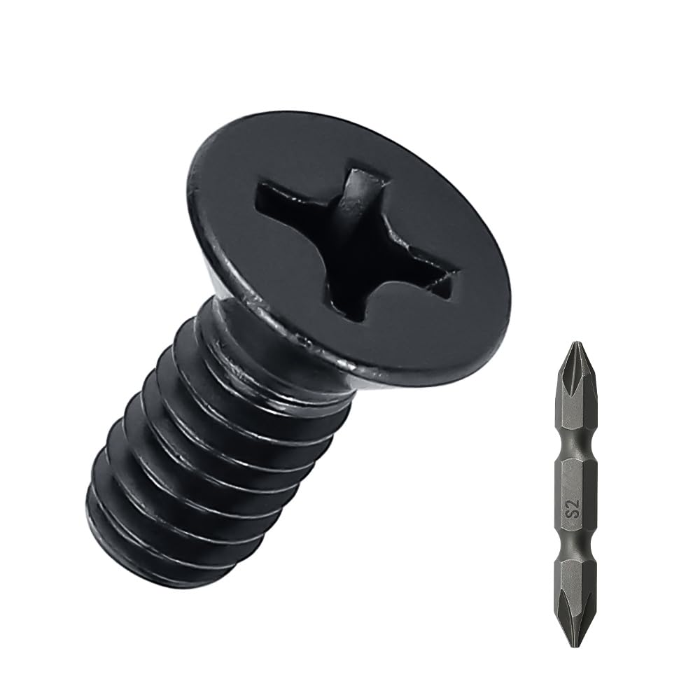 Photo 1 of #10-24 x 1/2" Flat Head Machine Screws (50 pcs), 18-8 (304) Stainless Steel, Phillips Drive Flat Head Machine Screws, Black Oxide Coated, Fayeploo (with Phillips Driver Bit)