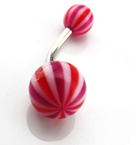 CrazyPiercing Wholesale Lot of 50pcs Belly Navel Button Rings Bar Barbells Ball Acrylic Steel