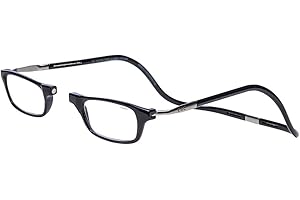 Clic Magnetic Reading Glasses for Men or Women, Computer Readers, Original Expandable (M-XL, Black, 1.75 Magnification)