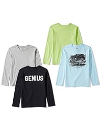 Brand - Camisetas de manga larga para niños pequeños y niños de Zebra Spotted 4-Pack