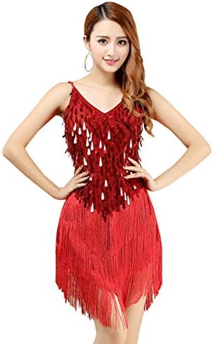 Aivtalk Women's Flapper Dresses 1920s Gatsby Sequins Tassels Flapper Sexy Cocktail Latin Dance Ballroom Dress