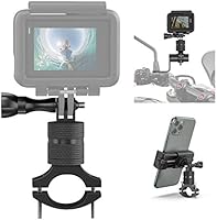 Bike Camera Handlebar Mount with Motorcycle Phone Mount Holder for GoPro Hero 9 8 7 6 5 4 Session, Action Camera, OSMO,...