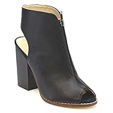 Mi Im Nelly-01 Women's Stylish Peep Open Toe And Back Two Tone Zip Ankle Booties