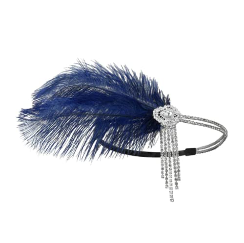 LEEMASING Women Lady Retro Feather Flapper Party Headband Accessory Fascinator For Wedding Tea Party (Blue),One Size — image 1