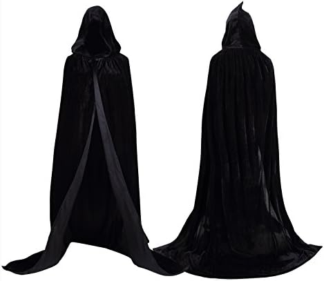 TULIPTRENDFull Length Hooded Cloak Velvet Halloween Costume Cape Cosplay Party Cloak For Men And Women
