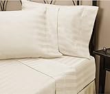Hotel Luxury STRIPED Bed Sheets Set-SALE TODAY ONLY! #1 Rated On Amazon-Top Quality Bedding 1800 Series Platinum Collection-100% Money Back Guarantee!Deep Pocket, Wrinkle & Fade Resistant(Queen,Cream)