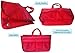 RW Collections Handbag Organizer, Liner, High Quality Nylon Multi-Pocket Purse Bag Travel Organizer Insert, 13 Compartments - Large (Red/Pink)