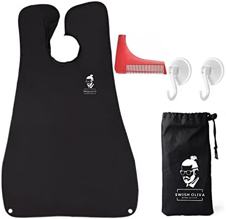 SwishOliva Beard Apron-Hair Catcher-Trimming in Minutes Keeps Your Sink Clean-Comes with 2 Suction Hooks and Pouch-No More Sinks Clogging-Best Christ-Mas Present for Men