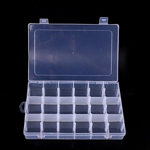 EBTOYS Clear Plastic Jewelry Box Organizer Storage Container Case with Adjustable Dividers-18 Grids