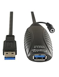 Plugable 32.8 foot (32 foot), USB 3.0) Cable de extensión activo con adaptador de alimentación de CA y back-voltage protección