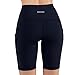 ODODOS High Waist Out Pocket Yoga Short Tummy Control Workout Running Athletic Non See-Through Yoga Shorts,Navy,XX-Large