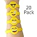 MelonBoat Emoji Rubber Wristband Bracelet for Kids, Set of 20, 4 Designs Value Pack