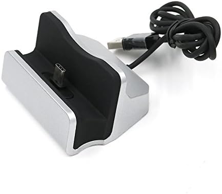 profones Desktop Wired Docking Station Stand Cradle Dock Type C Charger for Samsung Galaxy A3 (2016) / A5 (2017) / A8 (2017) & other Type C SmartPhones - Silver