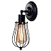 Wire Cage Wall Sconce, CMYK LED Dimmable Metal Industrial Wall Light Shade Vintage Style Edison Mini Antique Fixture for Headboard Bedroom Garage Porch Mirror